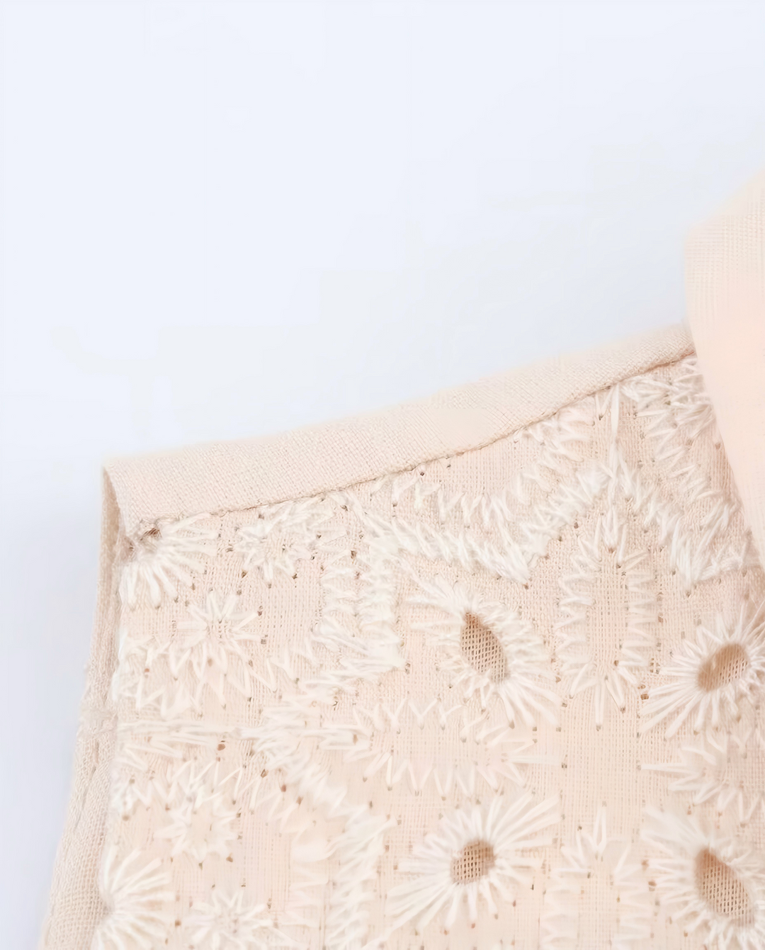SOLACEBeige Eyelet Embroidery Sleeveless Collared Shirt Mini Dress