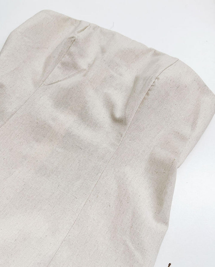 SOLACEBeige Minimalist Breathable Linen Blend Loose Fit Maxi Dress