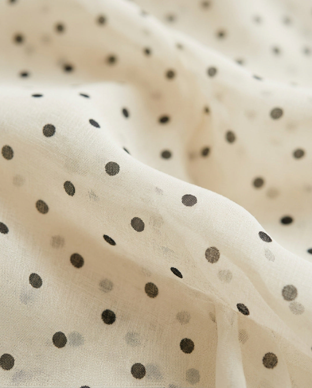 SOLACEBeige Off Shoulder Chiffon Polka Dot Relaxed Fit Mini Dress