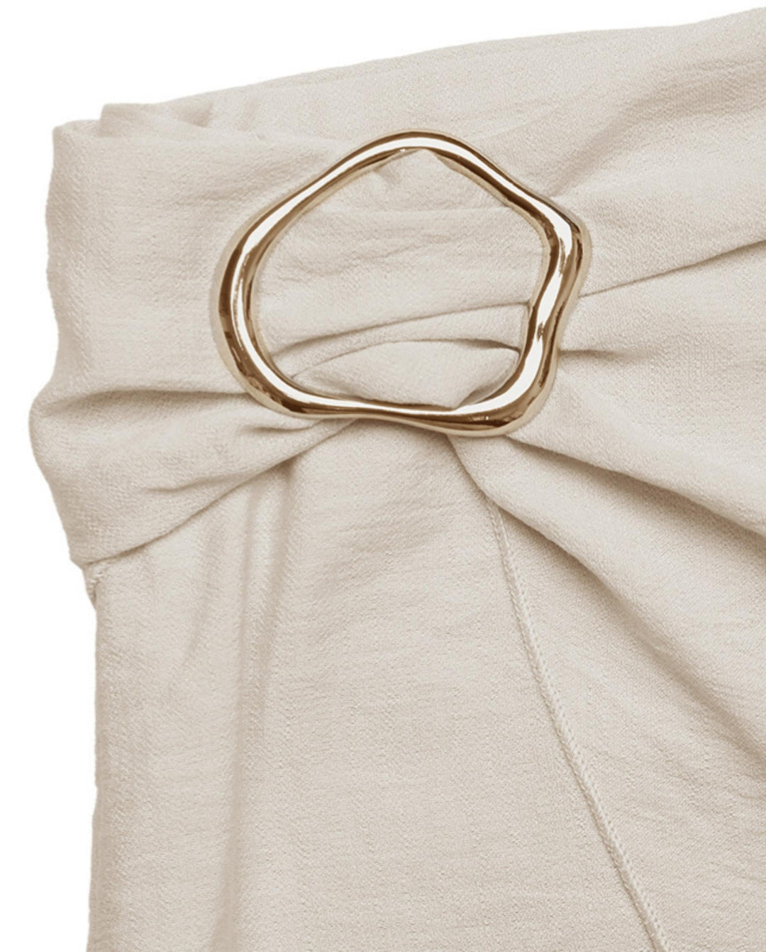 SOLACEBeige Solid Asymmetric Wrap Mini Skirt