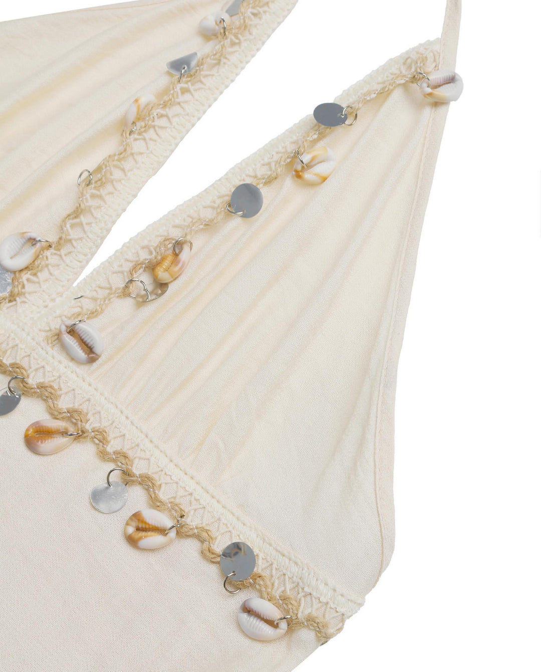 SOLACEBeige Tassel Decor Cotton Blend Slim Fit Midi Dress