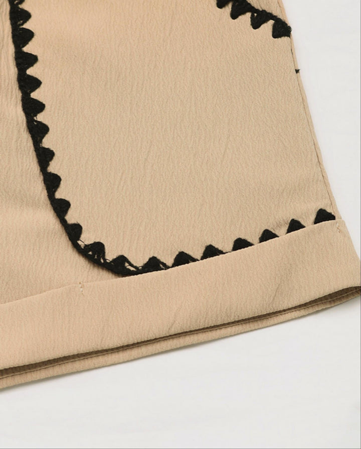 SOLACEBeige Trim High Waisted Belted Shorts