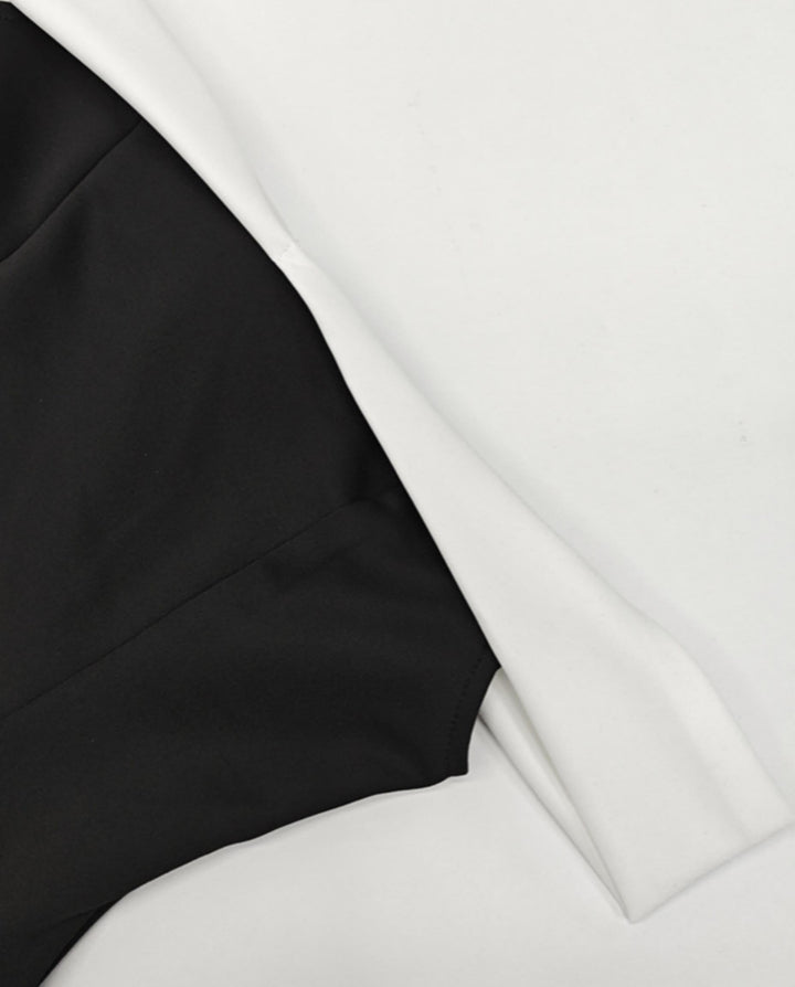 SOLACEBlack Colorblock Off-Shoulder High Waist Flare Mini Dress
