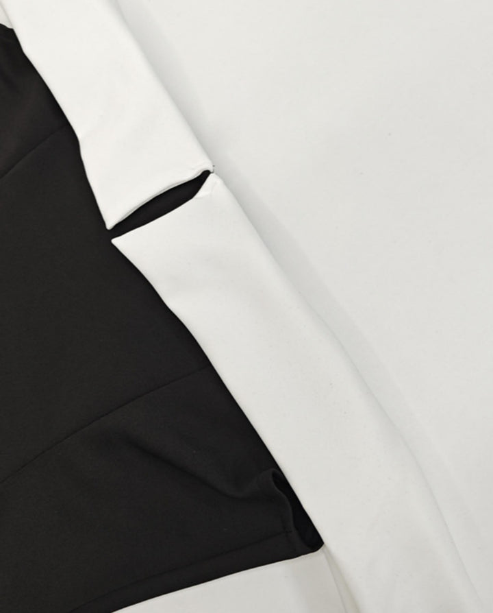 SOLACEBlack Colorblock Off-Shoulder High Waist Flare Mini Dress