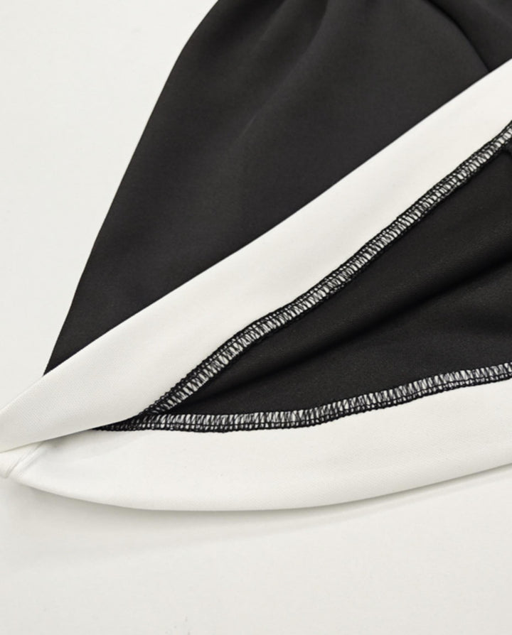 SOLACEBlack Colorblock Off-Shoulder High Waist Flare Mini Dress