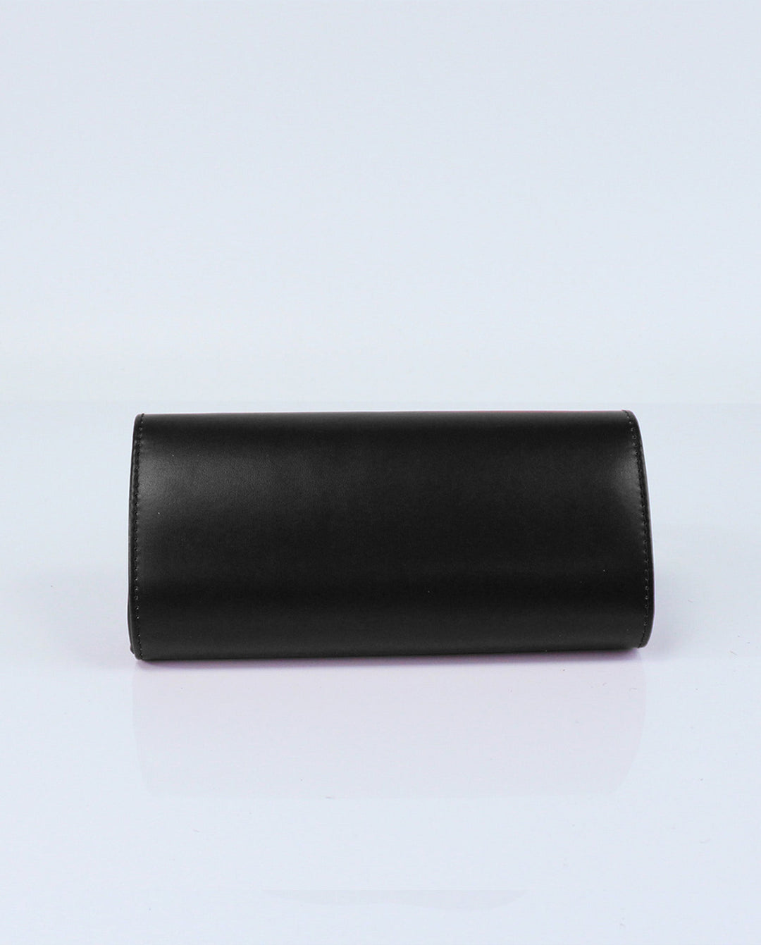 SOLACEBlack Faux Leather Large Oval Gold Metal Frame Chain Crossbody Clutch Bag