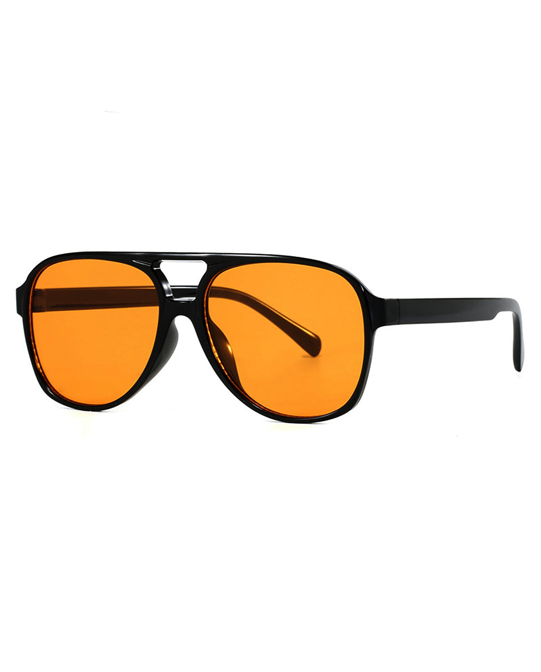 SOLACEBlack Frame Orange Lens Double Bridge Pilot Sunglasses
