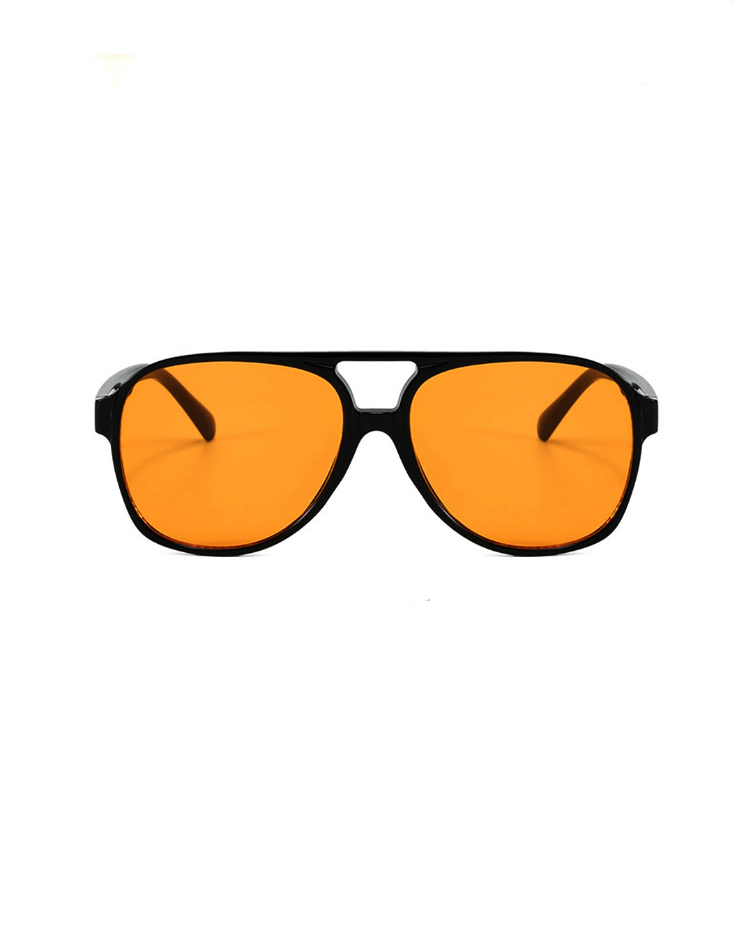 SOLACEBlack Frame Orange Lens Double Bridge Pilot Sunglasses