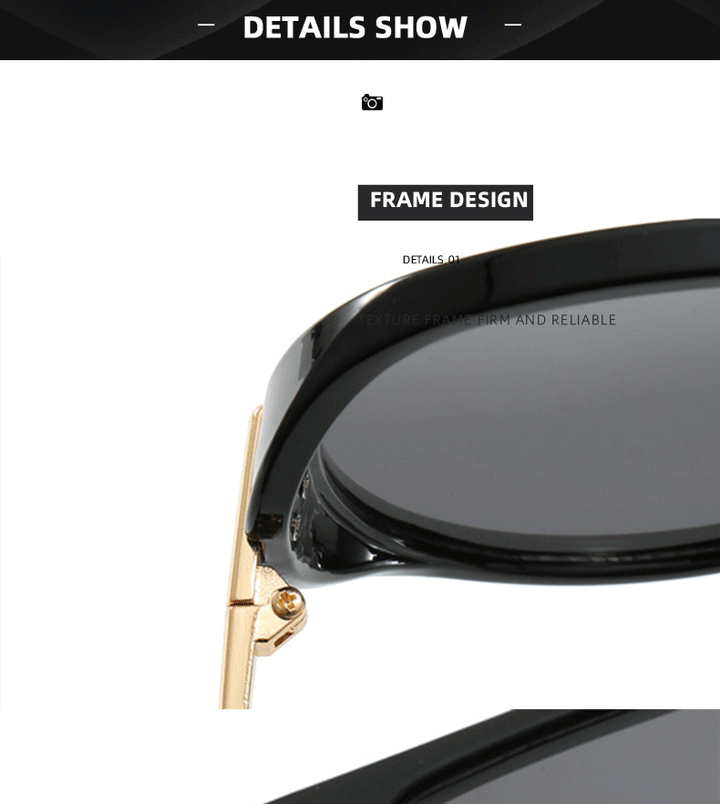 SOLACEBlack Front Frame Gold Metal Temple Double Bridge Pilot Sunglasses