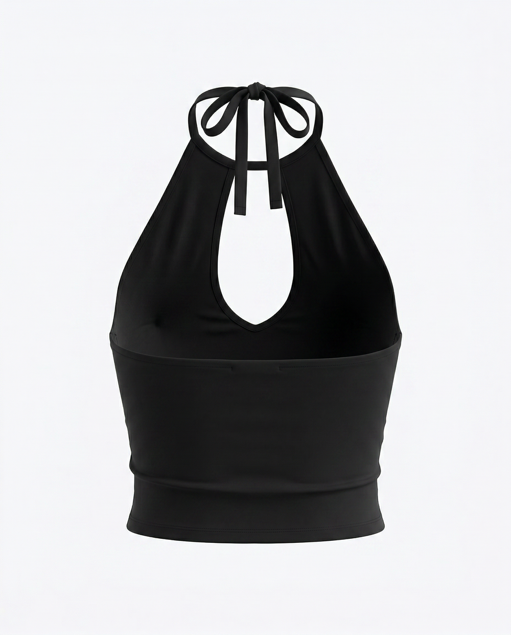 SOLACEBlack Halter Neck Keyhole Cutout Crop Top