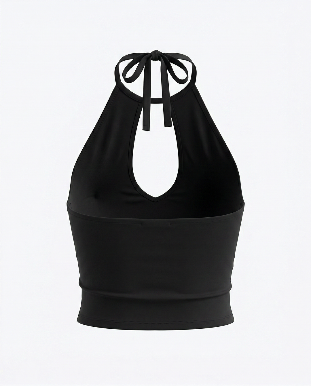 SOLACEBlack Halter Neck Keyhole Cutout Crop Top