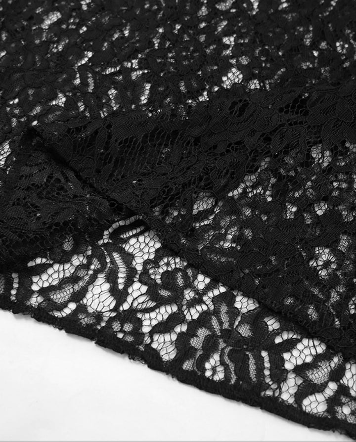 SOLACEBlack Lace High Waist Flared Mermaid Floor Length Maxi Skirt