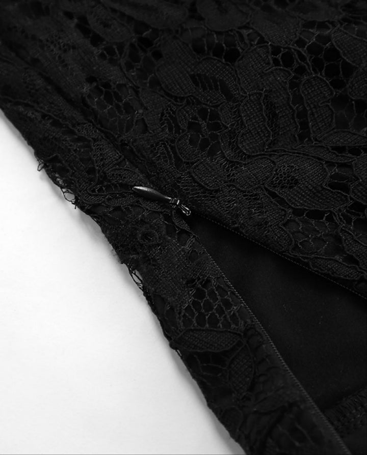 SOLACEBlack Lace High Waist Flared Mermaid Floor Length Maxi Skirt