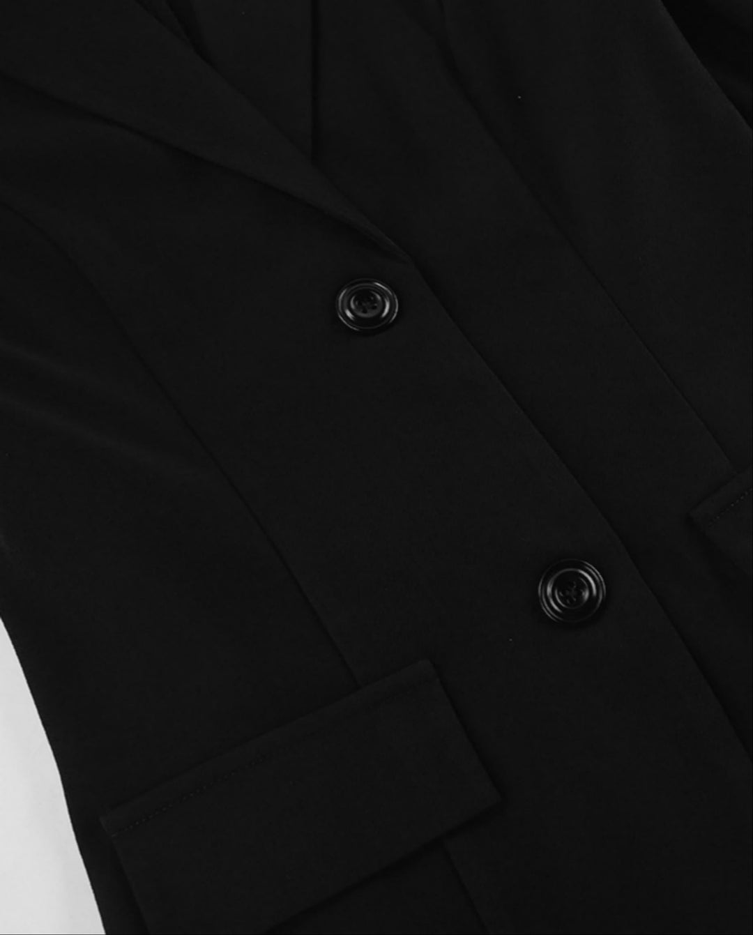 SOLACEBlack Lapel Collar Two Button Slim Fitted Waist Blazer Jacket