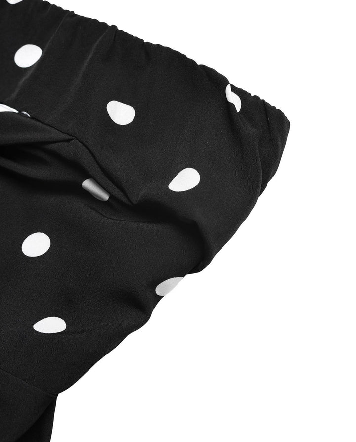 SOLACEBlack Polka Dot Strapless High Waist Wide Leg Jumpsuit