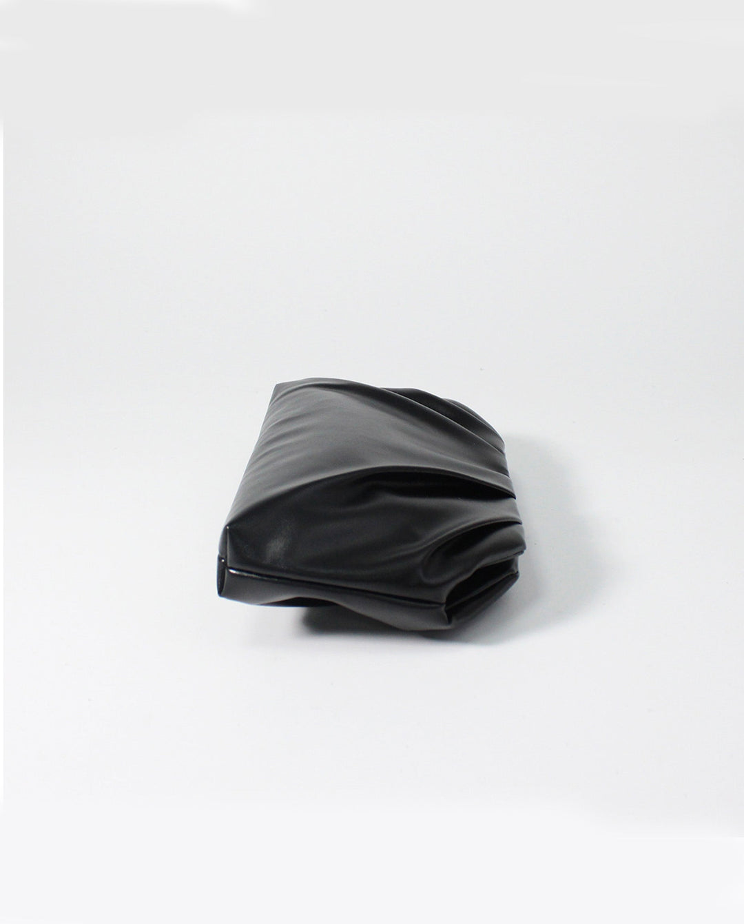 SOLACEBlack Soft Faux Leather Pleated Chain Crossbody Clutch Bag
