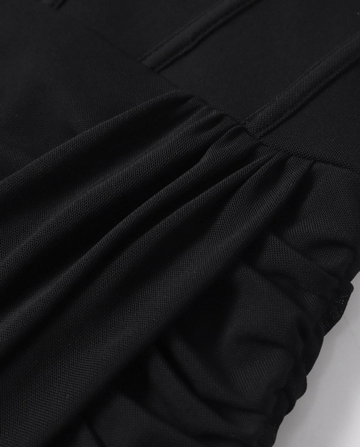 SOLACEBlack Strapless Corset with High Slit Slim Fit Maxi Dress