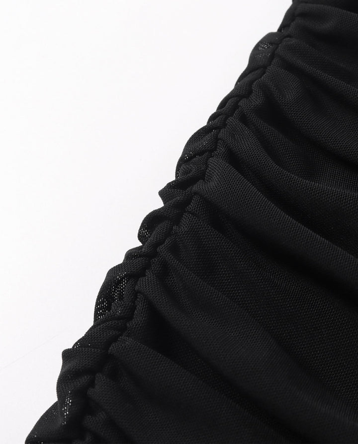 SOLACEBlack Strapless Corset with High Slit Slim Fit Maxi Dress