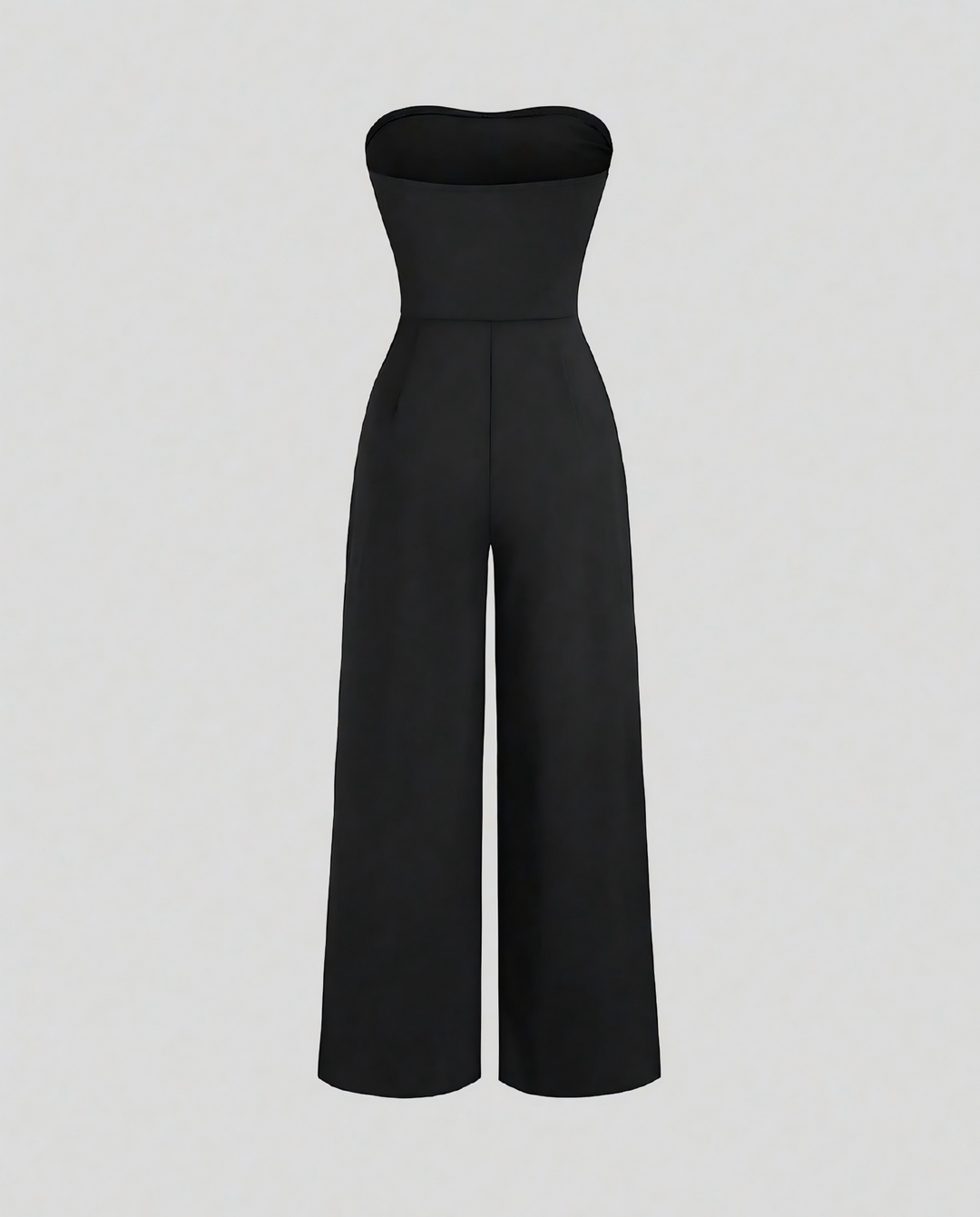 SOLACEBlack Strapless Gold Ornament Wide Leg Jumpsuit