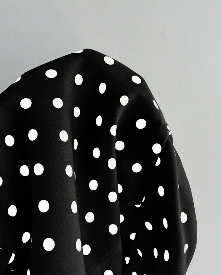 SOLACEBlack Sweet Polka Dot Halter Ruffled Summer Crop Top
