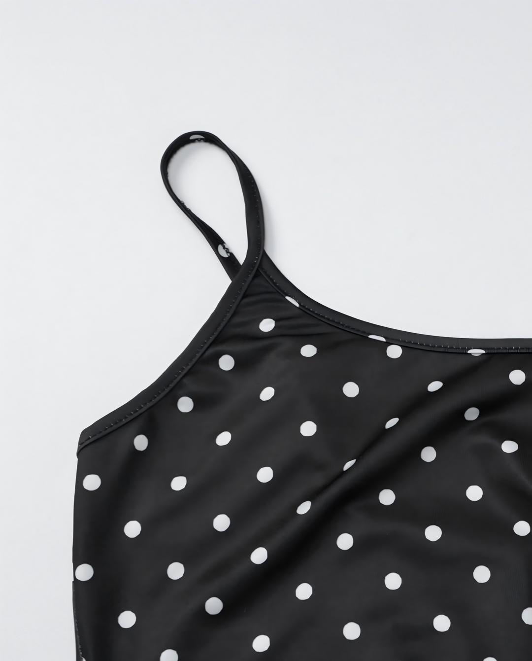 SOLACEBlack White Polka Dot Scoop Thin Strap Bodycon Maxi Dress