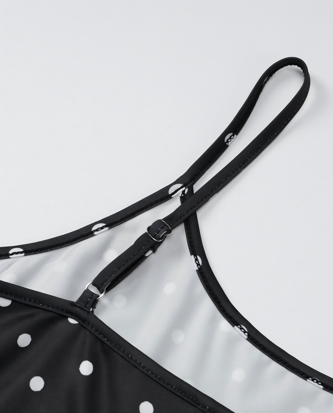SOLACEBlack White Polka Dot Scoop Thin Strap Bodycon Maxi Dress
