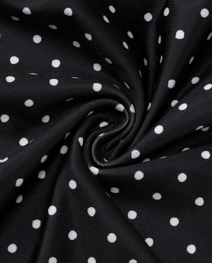 SOLACEBlack White Polka Dot Scoop Thin Strap Bodycon Maxi Dress
