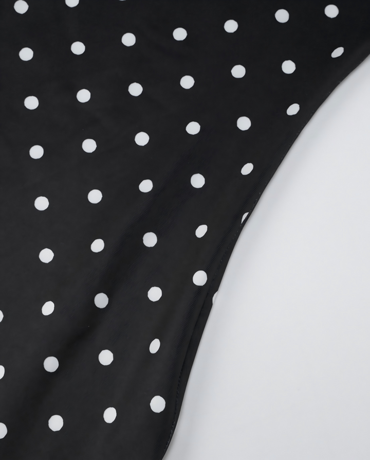 SOLACEBlack White Polka Dot Scoop Thin Strap Bodycon Maxi Dress