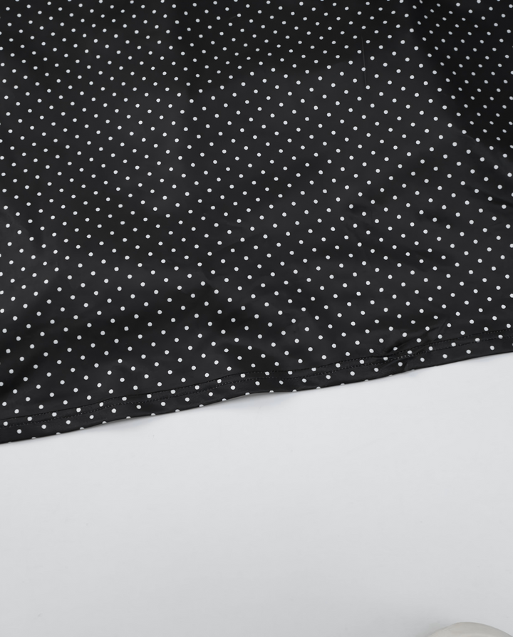 SOLACEBlack White Polka Dot Scoop Thin Strap Bodycon Maxi Dress