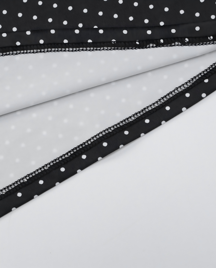 SOLACEBlack White Polka Dot Scoop Thin Strap Bodycon Maxi Dress