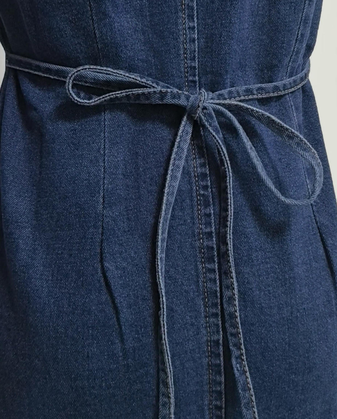 SOLACEBlue Button Down Denim Slim Fit Mini Dress