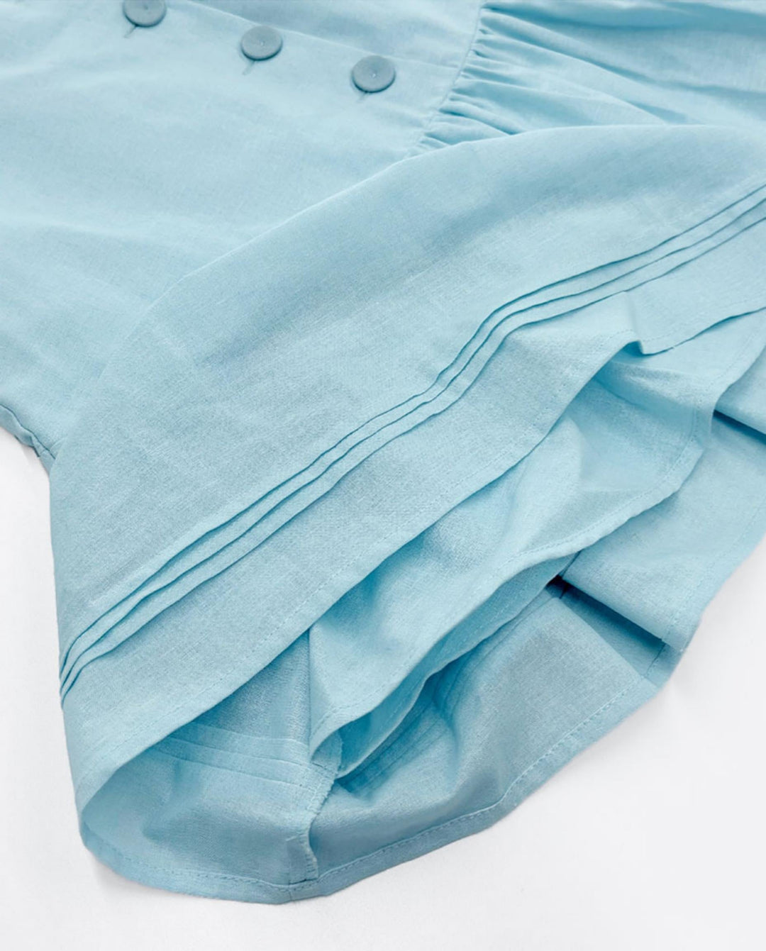 SOLACEBlue Button Front Puff Sleeve Crop Top Mini Skirt Set