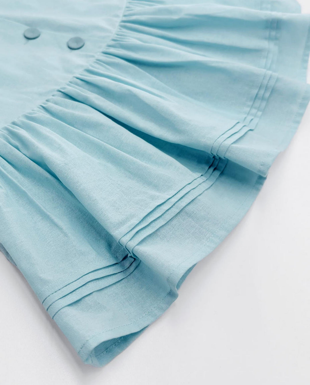 SOLACEBlue Button Front Puff Sleeve Crop Top Mini Skirt Set