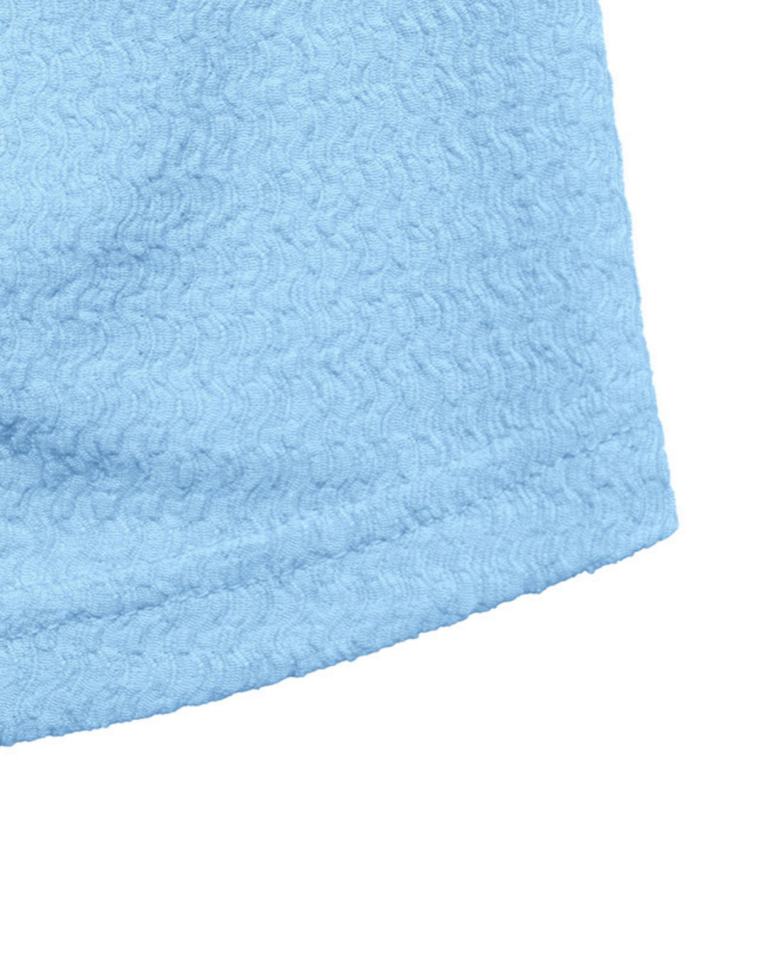 SOLACEBlue Gold Ring Detail Textured Slim Fit Cropped Top