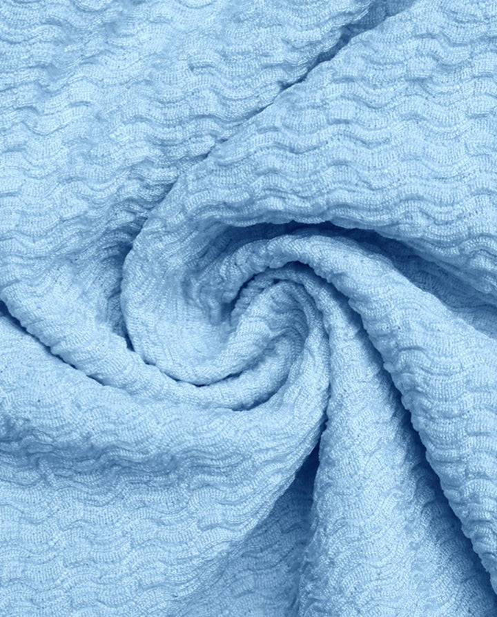 SOLACEBlue Gold Ring Detail Textured Slim Fit Cropped Top