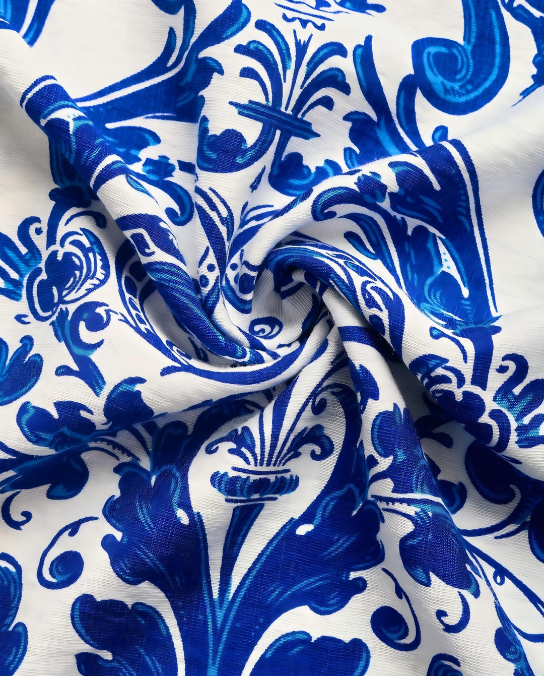 SOLACEBlue White Porcelain Print Twist Halter Neck Flowy Maxi Dress