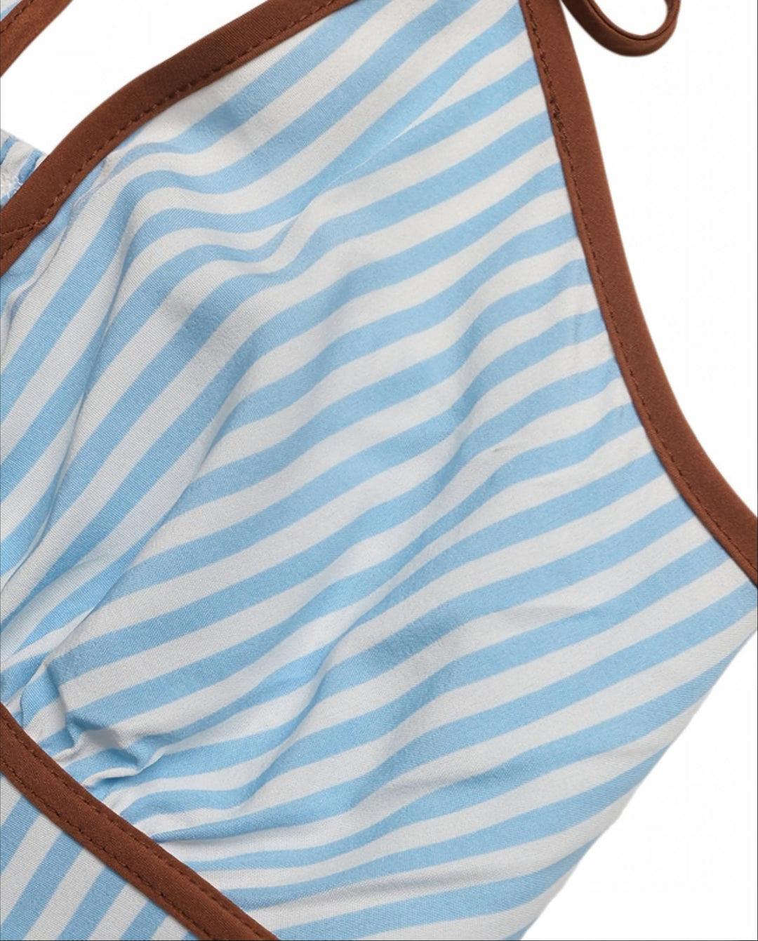 SOLACEBlue White Stripe Contrast Piping Deep V Strap Romper