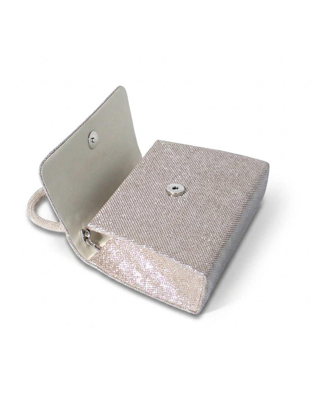 SOLACEChampagne Glitter Top Handle Silver Chain Crossbody Mini Flap Handbag