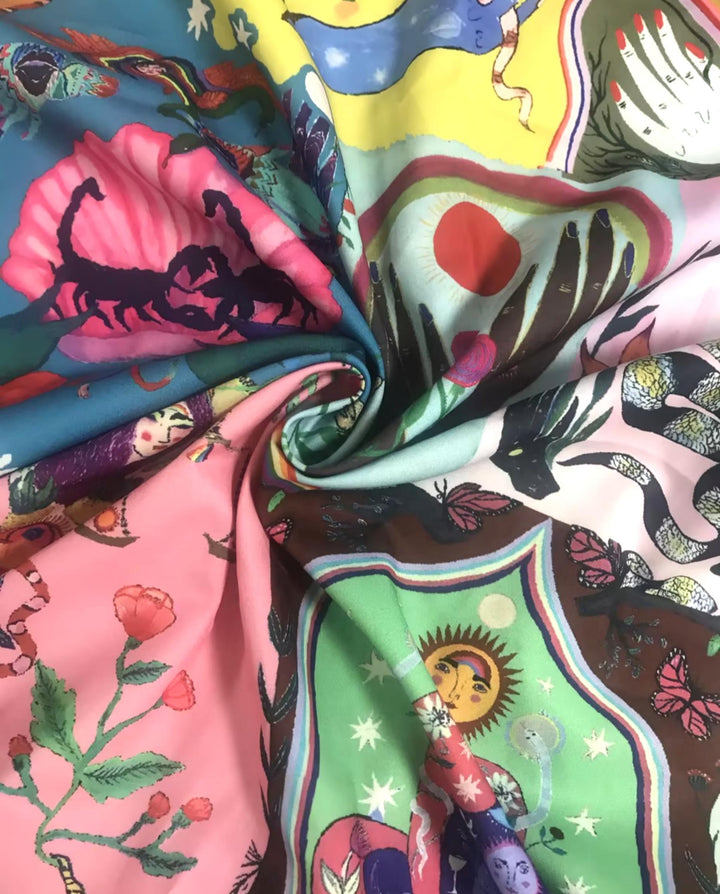 SOLACEColorful Art Print Stand Collar Long Sleeve Shirt Dress