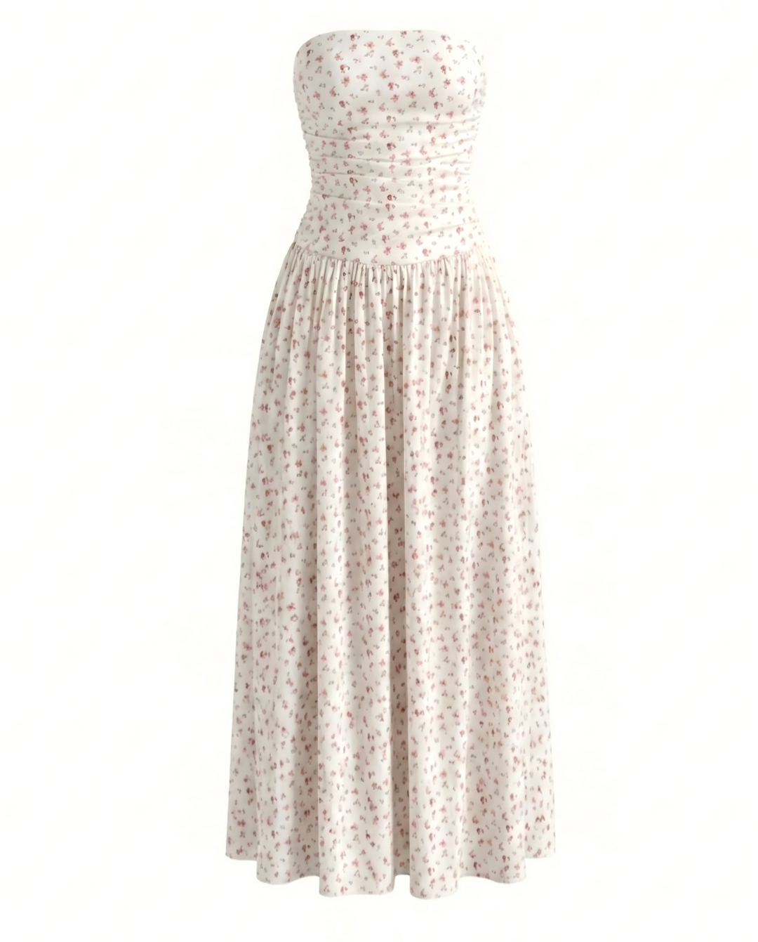 SOLACECream Ditsy Floral Strapless Midi Dress