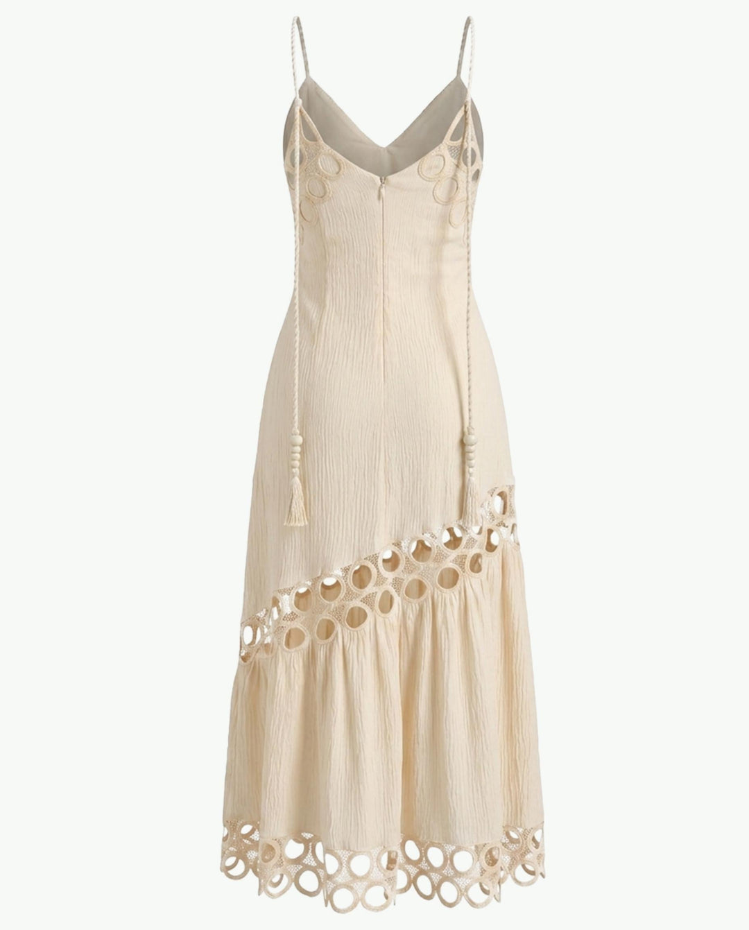 SOLACECream Halter Neck  Crochet Ring Detail Maxi Dress