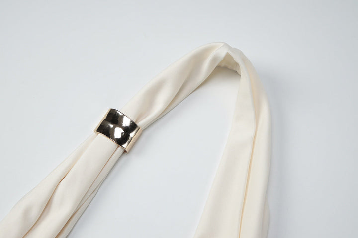 SOLACECream White Cowl Neck Halter Crop Top