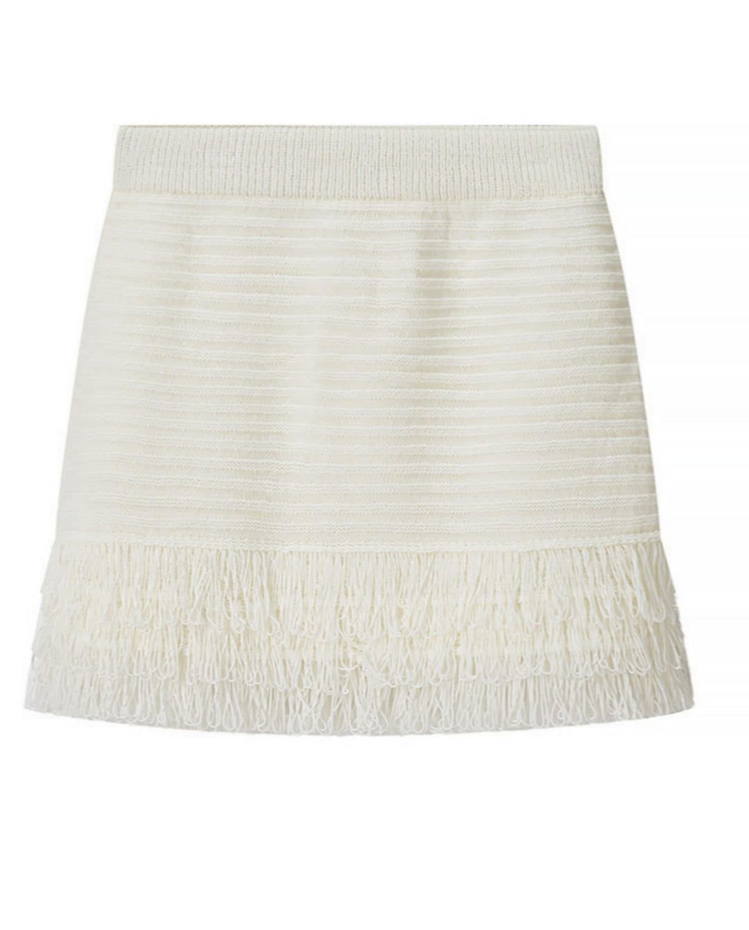SOLACECream White Crochet Fringe Polo Top Skirt Set