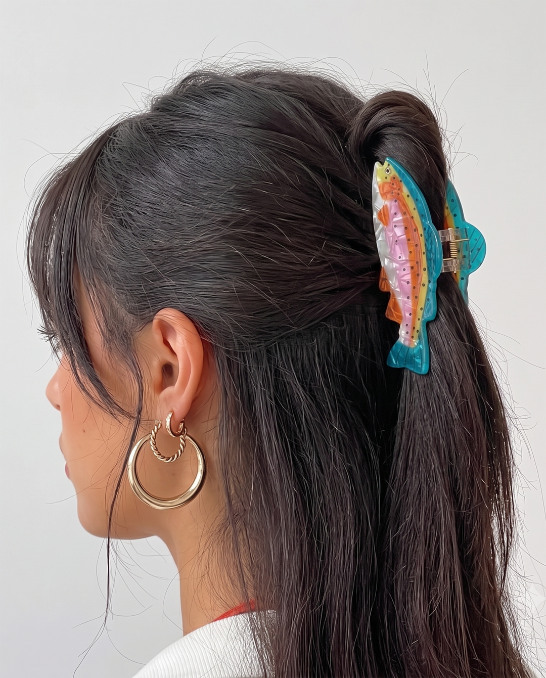 SOLACECute Rainbow Trout Fish Shaped Acrylic Hair Claw Clip