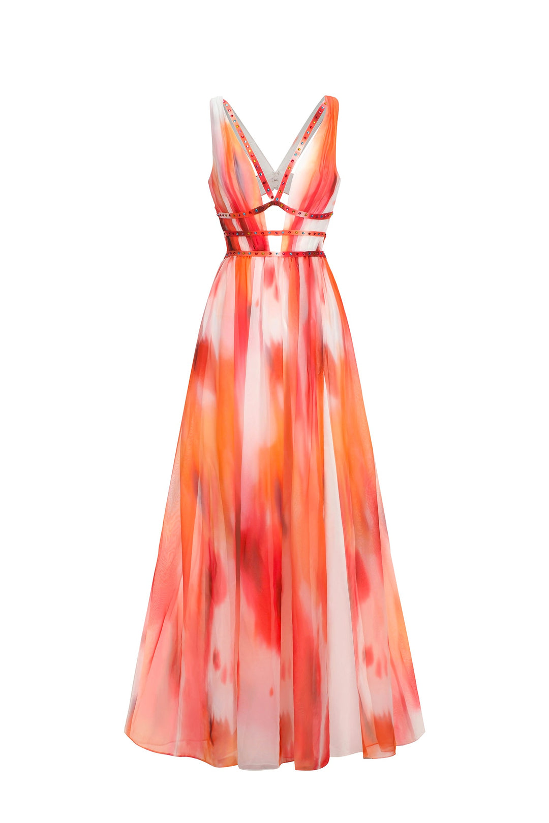 Ierra Sleeveless V-Neck Diamond Maxi Dress bellabarnett