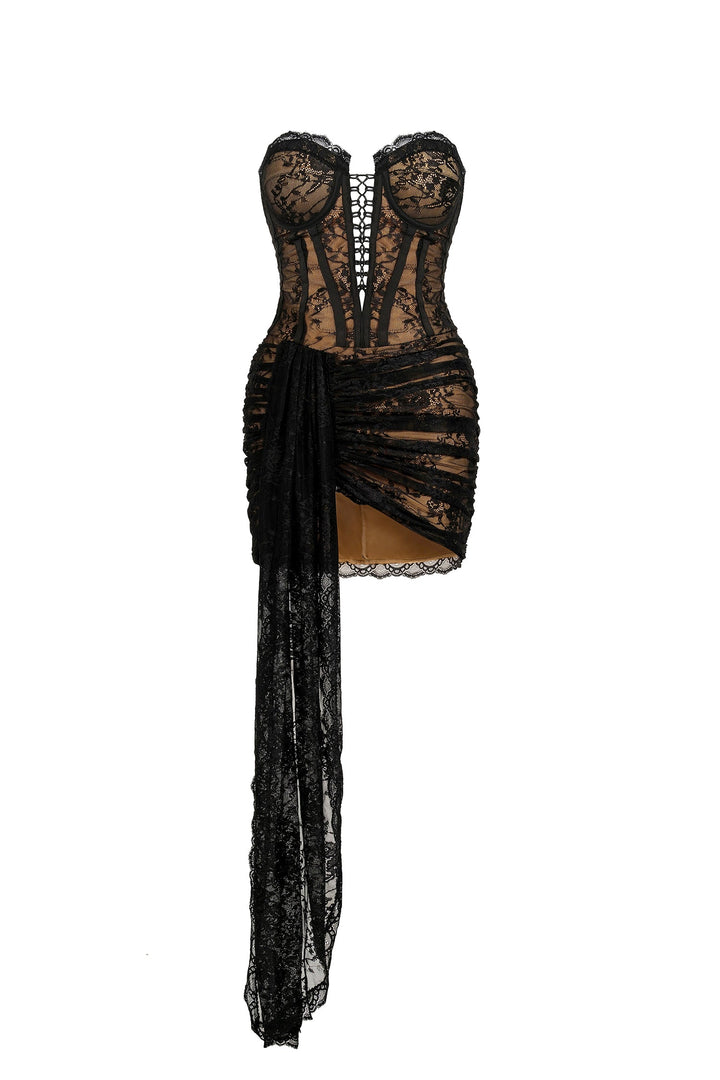 Dolores Strapless Lace Corset Mini Dress bellabarnett