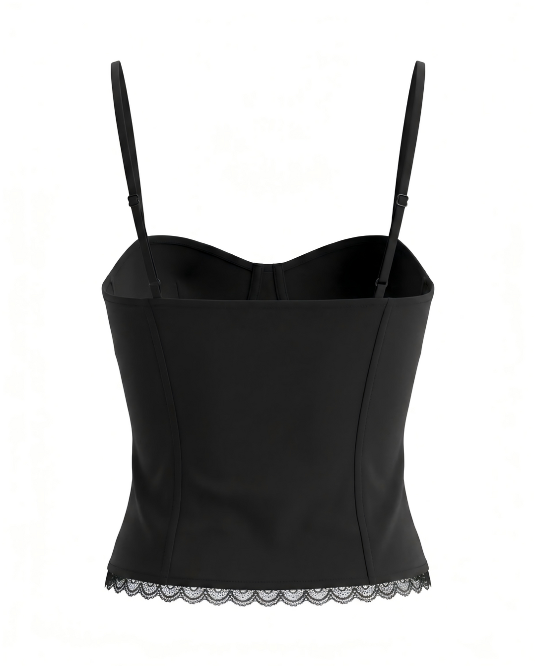 Black Lace Trim Bustier Spaghetti Strap Corset Cami Top