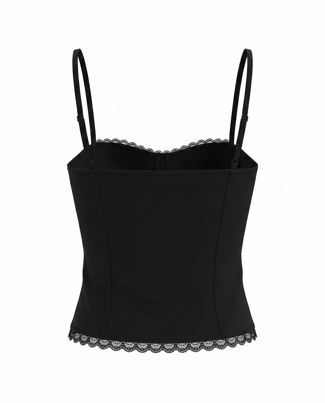 Black Lace Trim Bustier Spaghetti Strap Corset Cami Top