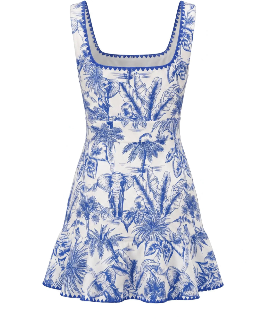 Tropical Print Square Neck Sleeveless Mini Dress