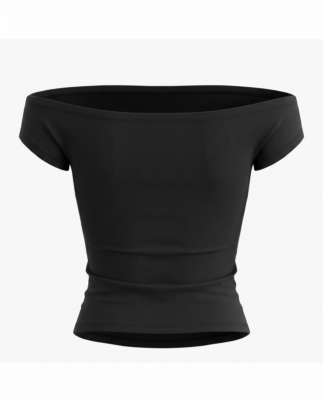 Black Hibiscus Print Off-Shoulder Short Sleeve T-Shirt
